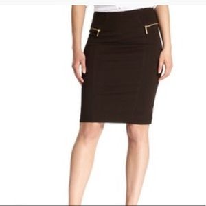 Michael Kors Dark GREY Pleated Mid Length Skirt